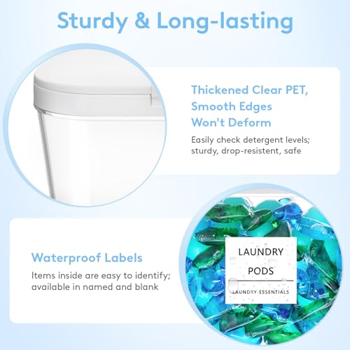 Lifewit Laundry Pods Container with Pop-up Lid, 0.72+0.5 gal, 3 Pcs | Coffee Pod, K-Cup Storage, Laundry Room Organization, Dryer Sheet Holder for Washing Powder Detergent