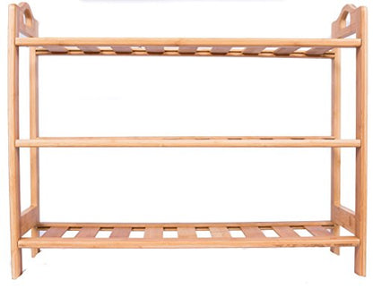 BIRDROCK HOME 3 Tier Free Standing Shoe Rack with Handles | Bamboo | Wood | Closets and Entryway | Organizer | Fits 9 Pairs of Shoes