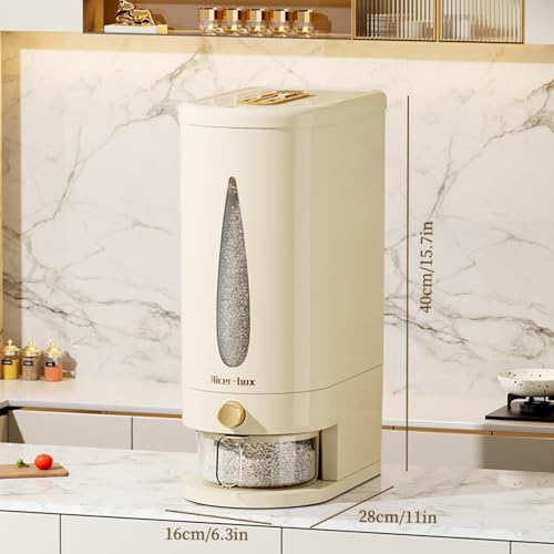 Large Rice Dispenser, 12Lbs Cereal Dispenser Rice Container Food Storage Container with Measuring Cup, Cereal Containers Storage Kitchen Storage Household Rice Pet Food Holder (S-12LBS)