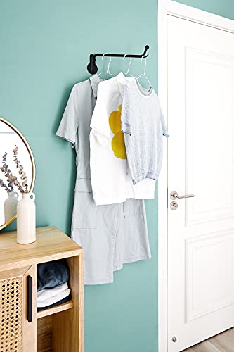 Mkono Wall Mounted Drying Rack Laundry Hook with Swing Arm Valet Rod 2 Pack | Black, Laundry Room Organization, Space Saving, Foldable, Easy Install, Wall Clothes Hanger, Closet Bathroom Bedroom Organize