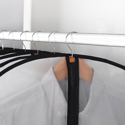 Clear 60" Extra-Long Hanging Garment Bags for Dresses & Gowns | Sturdy zippers with stoppers prevent runaway sliders. Breathable & washable PEVA covers prevent dust, wrinkles & floor drag