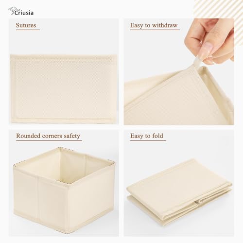15 Pack Drawer Organizer for Clothes, Foldable Dresser Dividers with 3 Sizes, Fabric Storage Bins – Beige