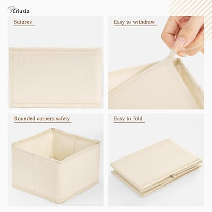 15 Pack Drawer Organizer for Clothes, Foldable Dresser Dividers with 3 Sizes, Fabric Storage Bins – Beige