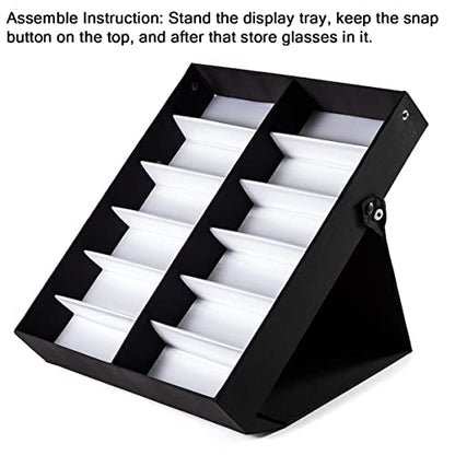 TRIUMPH VISION Sunglasses Organizer Storage Eyeglass Holder Glasses Case | Hold Multiple Eyewear Shades Organization Box Store Multi Glasses Display Stand Satin Lined Snap Closure with Lid Protection