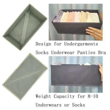 Bructhun Sock Drawer Organizer 9 Pack - Collapsible Fabric Storage Bins for Underwear Divider, Small Closet Organizers with 9 Compartments, Light Gray