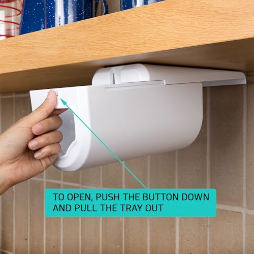 Under Cabinet Sandwich Bag Holder & Dispenser | Front-access Pull Dispensing, Plastic Bag Holder, Sandwich Bag Organizer, Baggie Holders and Organizers, Under Shelf Storage