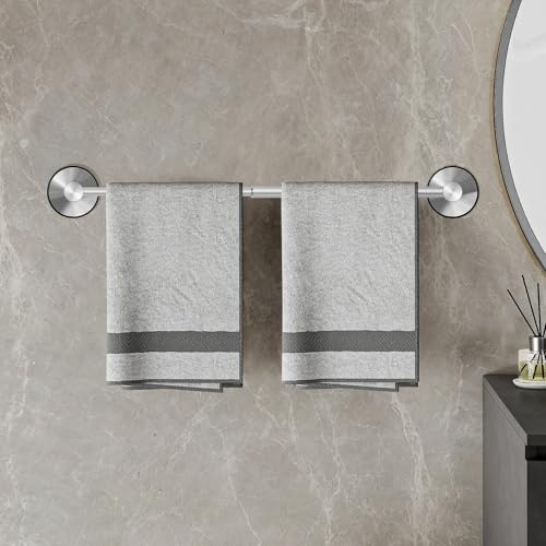 Adjustable Suction Cup Towel Bar for Bathroom Wall, 14.6–24 Inches Brushed Nickel Towel Bar, Stainless Steel Bath Towel Holder, Towel Racks for Bathroom Shower (Brushed Nickel)
