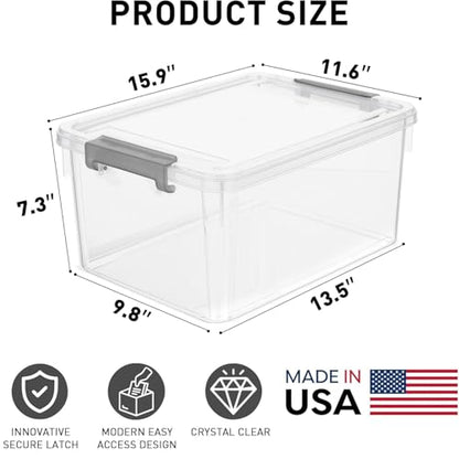 Citylife 17 QT Clear Storage Bins with Lids 1 Pack Plastic Storage Bins Latching Stackable Containers for Organizing Large Storage Box for Garage Workshop, Toys Coloring Books, Closets Bedrooms
