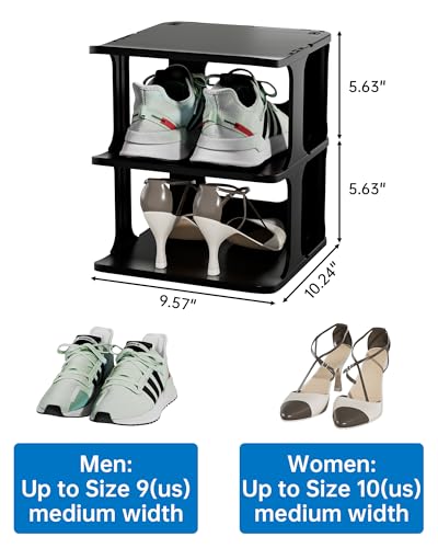 HAIXIN 7-Tier Narrow Vertical Shoe Rack, Skinny Shoe Tower for Closet | Space-Saving Storage, Stackable Modular Design, Easy Assembly, 7 Tiers or Two 4-Tier Shelves, Shoe Cubby for Small Shoe Size