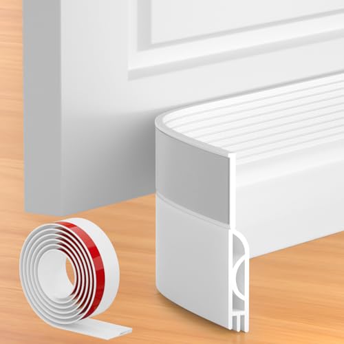 Door Draft Stopper, Door Sweep for Bottom of Door,... (White | Silicone)