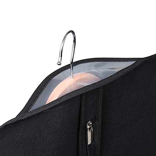 KEEGH 60 in Garment Bags for Hanging Clothes Dust Cover (Set of 6) Black | Transparent Window, Full Zipper, Label Pocket, Eye-Hole for Folding, Dress Bags for Gown, Long Dress Bag for Closet Storage