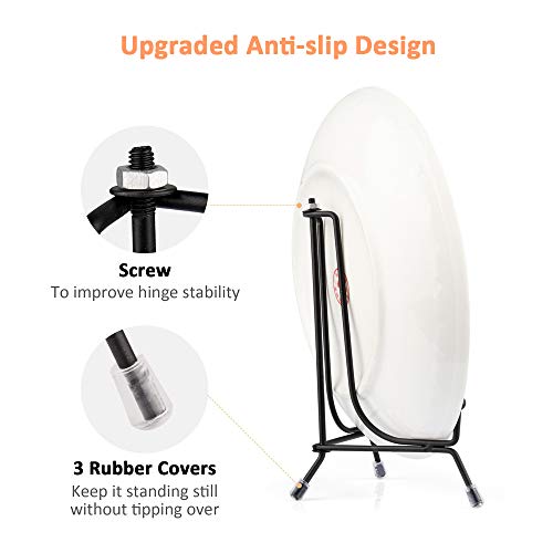 Mocoosy 6 Pack 3 Size Improved Anti-Slip Black Plate Stands for Display | 4 6 8 Inch Plate Holder Display Stands, Iron Wire Easel, Frame Stand for Pictures, Photos, Decorative Platter, Tabletop Art