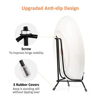 Mocoosy 6 Pack 3 Size Improved Anti-Slip Black Plate Stands for Display | 4 6 8 Inch Plate Holder Display Stands, Iron Wire Easel, Frame Stand for Pictures, Photos, Decorative Platter, Tabletop Art