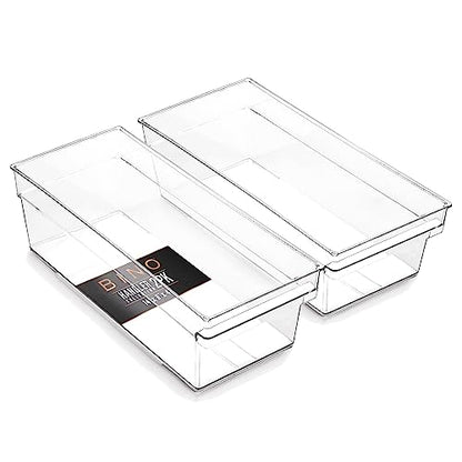 BINO | Plastic Storage Bins, Medium | THE HANDLER COLLECTION | Multipurpose Organizer Bins | Kitchen Pantry Organizers and Storage | Clear Containers for Organizing Home | Freezer Organizer