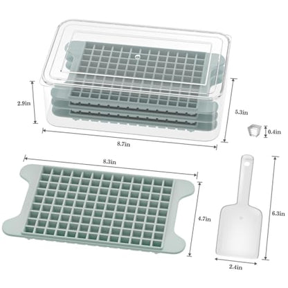 Mini Ice Cube Tray for Freezer: GGUW Nugget Ice Cube Tray with Bin - Crushed Ice Tray Making 4×117 PCS Icecube - Easy Release Iced Maker Trays