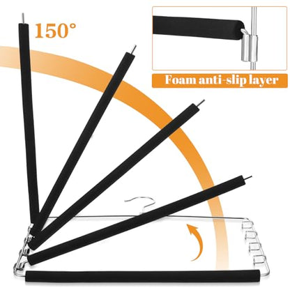 2 Pack 5 Tier Pants Hanger, Multi-Tier Pants Hangers Space Saving, 5-Layer Swing Arm Pant Hanger, Stainless Steel Closet Organizer for Jeans Trousers, Non-Slip Pant Rack for Wardrobe Storage
