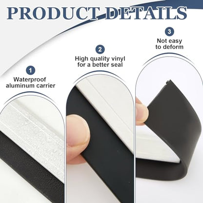 FoldTier 4 Pcs All-Season Door Sweep for Bottom of Door Exterior and Interior, Aluminum Alloy and Rubber, Commercial Weather Stripping Draft Stopper for Threshold Seal (1-3/4 x 36 Inch,Silver)