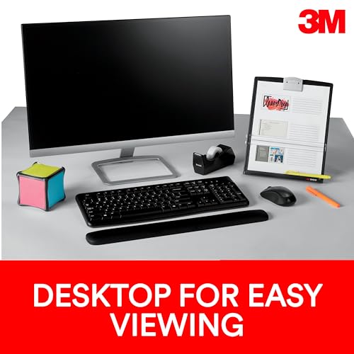 3M Desktop Document Holder for Monitor, 3.375 in x 12.0 in x 1.75 in | Desktop Document Holder For Desk And Typing, Adjudtable, Space Saving Design Holds Papers Vertical For Easy Viewing