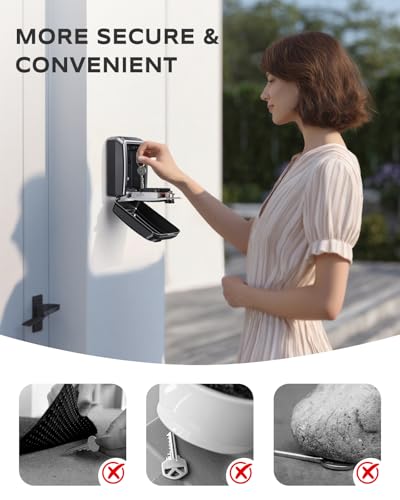 Wall-Mounted Key Lock Box, 12 Digit Combination Lock Box for Keys with Code, Large Capacity & Weatherproof Outdoor Lockbox, Key Safe Storage Lock Box for Home, Office, Garage, Sliver