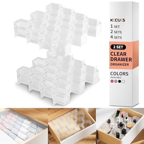 Honeycomb Separator Adjustable Drawer Organizer Divider for Underwear Belt-Scarf Socks Organizer (White(2pcs))