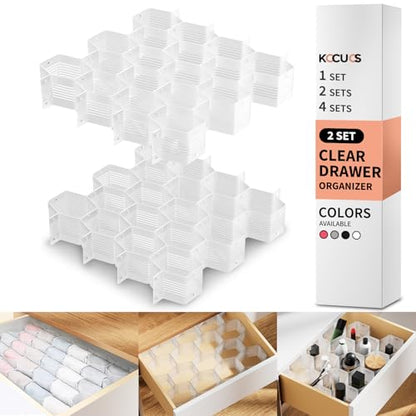 Honeycomb Separator Adjustable Drawer Organizer Divider for Underwear Belt-Scarf Socks Organizer (White(2pcs))