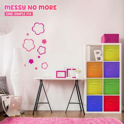 4E's Novelty 6 Packs 11 Inch Rainbow Color Storage Cube Bins, Colorful Storage Baskets For Nursery, Kids Room, Fabric Baskets For Toys, Clothes, Boho Cube Bins for Classroom Organization & Storage