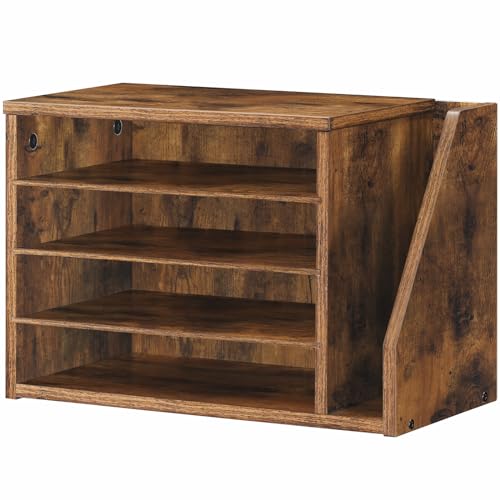 Mail Sorter, Literature Organizer with Adjustable... (Rustic Brown | Engineered Wood)