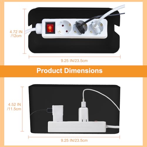 Mini Cable Management Cord Cover Wire Hider Box Concealer Organizer Protector System for Home Theater Entertainment Center Office School (Mini, Black)