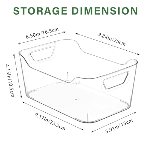 12 Pack Clear Plastic Storage Bins, Pantry Organizers and Storage, Clear Pantry Organizer Bins, Plastic Containers with Handle for Kitchen,Freezer,Cabinet,Closet,Bathroom Under Sink Storage