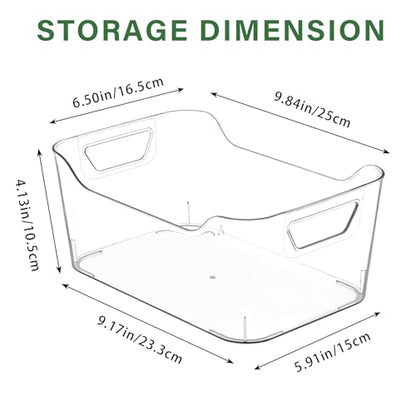 12 Pack Clear Plastic Storage Bins, Pantry Organizers and Storage, Clear Pantry Organizer Bins, Plastic Containers with Handle for Kitchen,Freezer,Cabinet,Closet,Bathroom Under Sink Storage