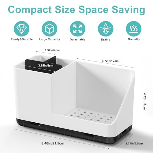 Toothbrush Holders for Bathroom Counter Organizer and Storage (White) | Easy To Clean, Drainage, Non-Slip, Detachable, Kids Electric Toothbrush and Toothpaste Holder for Bathroom