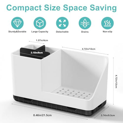 Toothbrush Holders for Bathroom Counter Organizer and Storage (White) | Easy To Clean, Drainage, Non-Slip, Detachable, Kids Electric Toothbrush and Toothpaste Holder for Bathroom