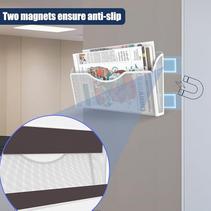 Magnetic File Holder 1 Pockets File Folder Organizer, Office Hanging Magazine Rack for File Cabinets, Magnetic Paper Holder, No Drilling Mail Organizer for Refrigerator, Office