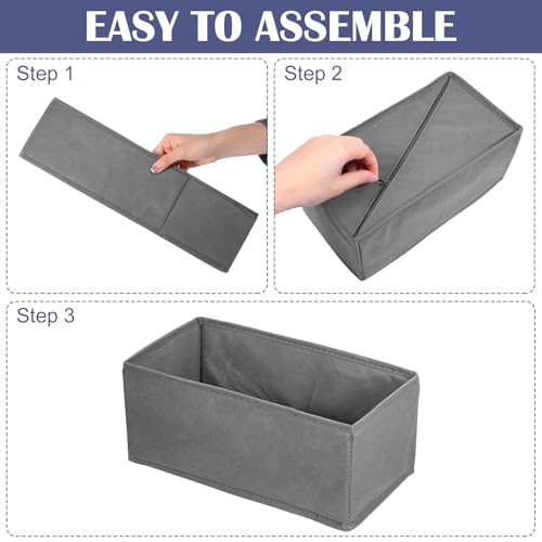 9-Pack Foldable Drawer Organizers Foldable Storage Bins – Clothing Drawer Organizer for Clothes, Dark Grey (10.6"x5.5"x4.3", Non-Woven Fabric)