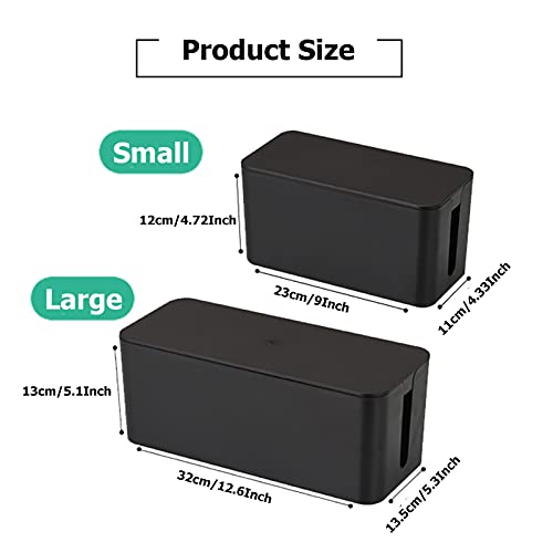 Cable Management Box,Power Cover Surge Protector for Desk Small White | Cable Organizer Box to Hide Wires,Power Strip Storage, Router Organizer, Desktop Tidy,Surge Protector