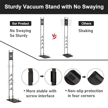Foho Vacuum Stand Compatible for Dyson V15 V11 V10 V8 V7 V6, Metal Storage Holder Compatible for Dyson Handheld DC30 DC31 DC34 DC35 DC58 DC59 DC62 Cordless Vacuum Cleaners & Accessories, Black