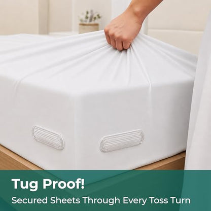 Bed Sheet Holders for Corners, Fitted Sheet Holder & Sheet Fasteners, No More Loose Sheets, Keep Sheets Firm & Tight, No-Slip Lock Design, Fit All Mattress Sizes