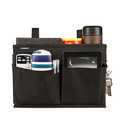 Surblue Caddy Hanging Organizer Bedside Storage Bag for Bunk and Hospital Beds, Black, Small