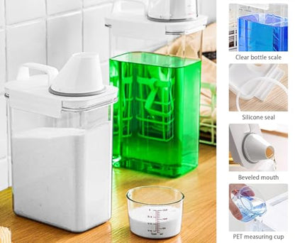 78oz Clear Laundry Detergent Dispenser, Double Sealed Storage Container with Wide Mouth & Funnel Design, Transparent Leak-proof Organizer for Laundry Room, Fabric Softener, Bleach (78OZ)