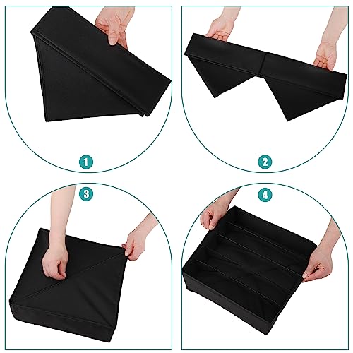 Bra Storage Drawers Organizer for Clothing Underwear Drawer Organizer Dividers Black Foldable Storage Cube Bins for Bra,Socks, Underwear,3 Pack （Black）
