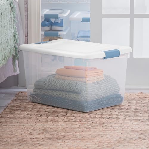 Latching Box with Lids for Home and Office, 64 Qua... (4 Count | Clear | Plastic)
