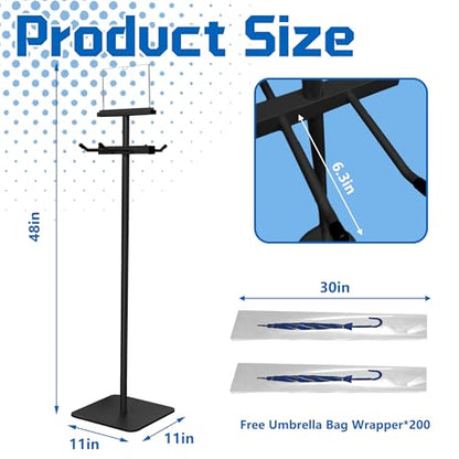 Montex Wet Umbrella Stand with Free 200 Plastic Umbrella Bags and Holder