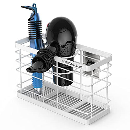 Hair Tool Organizer, Curling iron stands, Bathroom Organizer Basket Hair Supplies Organizer Storage Hair Dryer Holder- Wall Mount No Drilling | Curling iron holder Cabinet Door Bathroom Organizer for Hair Dryer, Curling Wands, Hair Straighteners White