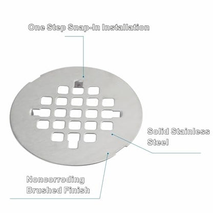 WELSAN 4-1/4" OD Brushed Nickel Shower Drain Cover,Round Shower Floor Drain | Snap-in, Stainless steel, Double-coated, Bath Shower Drain Assembly, Easy to Install, 4-1/4" OD and a pin distance of 2-7/8"
