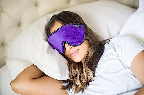 Dream Essentials, Escape 3D Sleep Mask, Earplugs, Carry Pouch Set, Molded Eye Shade, Men and Women, Contoured, Nose Bridge, Light Block, Memory Foam, Gift Set, Travel, Yoga, Blindfold, Deep Purple