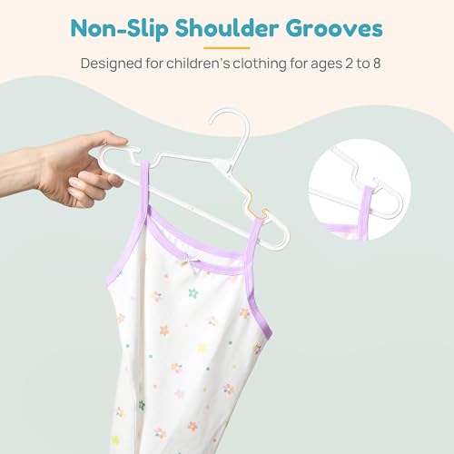 Vtopmart 60 Pack Kids Hangers, 11 inch Baby Clothes Hangers for Closet, StackFit Interlocking Toddler Hanger for Pants, Dress, Skirt, Space-Saving Children Hangers with Non-Slip Shoulder Grooves