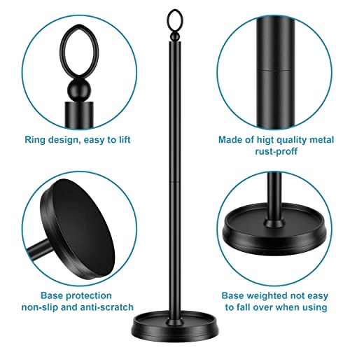 ROLABAM Heavy Weighted Toilet Paper Holder (with Reserve Function) Free Standing, Spare Toilet Paper Roll Storage Stand for Bathroom Total Height 22.5" ，Matte Black