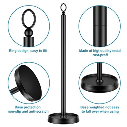 ROLABAM Heavy Weighted Toilet Paper Holder (with Reserve Function) Free Standing, Spare Toilet Paper Roll Storage Stand for Bathroom Total Height 22.5" ，Matte Black