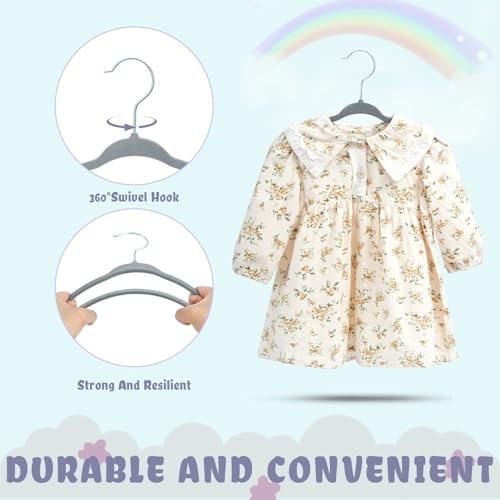 BAGAIL 50 Pack Kids Velvet Hangers 11 Inches Children's Clothes Hangers Non-Slip Baby Hangers for Infant/Toddler (Grey)