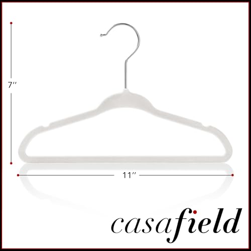 Casafield 50 Velvet Baby Hangers - 11" Size for Infant & Toddler Clothes - Ivory